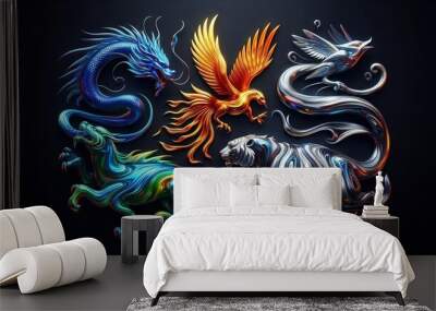 Metallic China fantastic Beast Wall mural