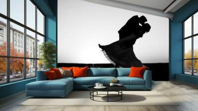 black and white bride and groom silhouette Wall mural