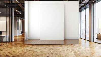 empty white room with blank canvas poster mockup on the white wall 2 Wall mural