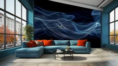 Blue smoke texture on dark background, abstract magic swirl of steam,beautiful abstract wave technology background with blue light, digital wave effect,Abstract Light blue smoke on black background
 Wall mural