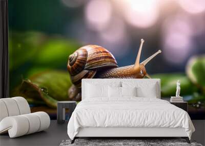 snail on a leaf Wall mural