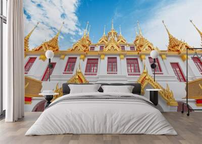 Loha Prasert or Metal Castle in WAT RATCHANATDARAM Temple Bangkok Thailand Wall mural