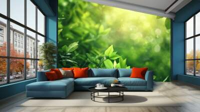 Generate an image of green nature background Wall mural