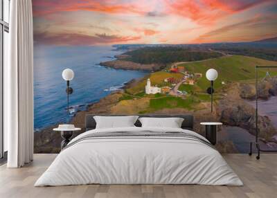 Aerial Lighthouse at Inceburun. Sinop, Turkey. Inceburun is the northernmost point of the Turkey. Wall mural