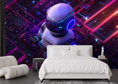 Artificial intelligence chat bot connected to computer processing unit Wall mural