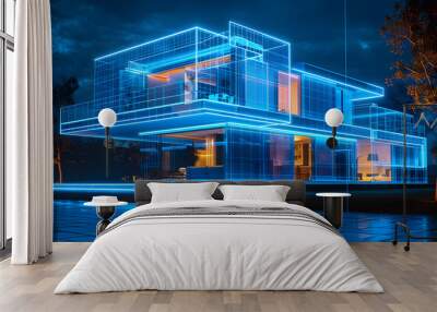 modern technology building house hologram Wall mural