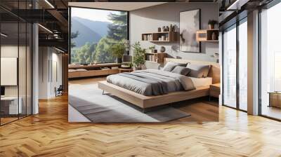 Scandinavian style interior design of modern bedroom Wall mural