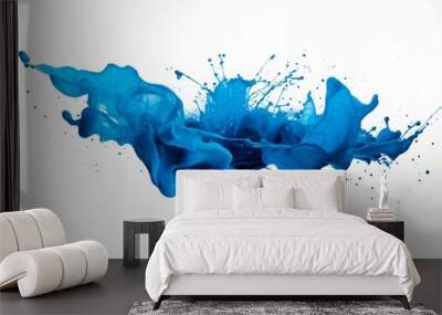 blue paint splash isolated on white background Wall mural