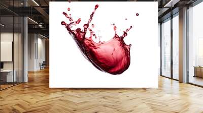 A curvy splash of red wine in the air on an isolated background Wall mural