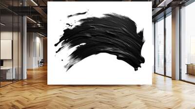 Thick black paint stroke in a curve shape with an isolated background Wall mural