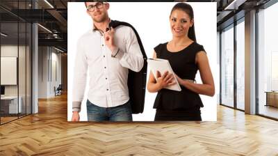 Successful business couple standing together, is confident and p Wall mural