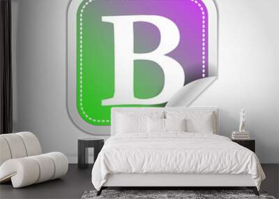 Colored icon or button of B letter symbol with background Wall mural