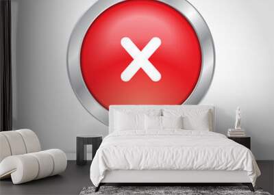 Colored icon or button of cross or delete symbol with background Wall mural