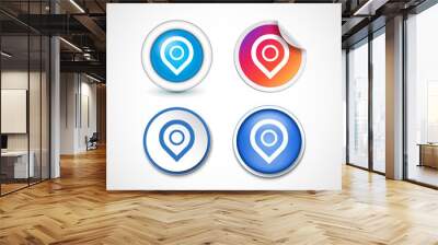 Colored icon or button of geo tag symbol with background Wall mural