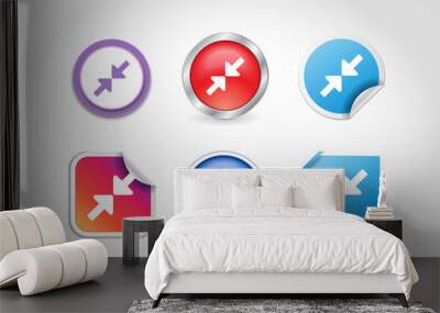 Colored icon or button of zoom arrows symbol with background Wall mural