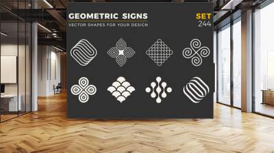 Set of eight minimalistic trendy shapes. Stylish vector logo emblems for Your design. Simple  geometric signs collection. Wall mural