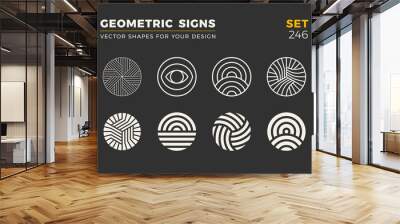 Set of eight minimalistic trendy shapes. Stylish vector logo emblems for Your design. Simple  geometric signs collection. Wall mural