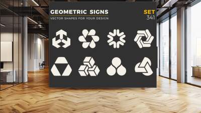 Set of eight minimalistic trendy shapes. Stylish vector logo emblems for Your design. Simple geometric signs collection. Wall mural