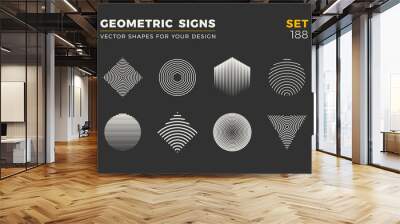 Set of eight minimalistic trendy shapes. Stylish vector logo emblems for Your design. Simple universal geometric signs collection. Wall mural