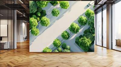 Green building certifications flat design top view environment theme 3D render vivid Wall mural