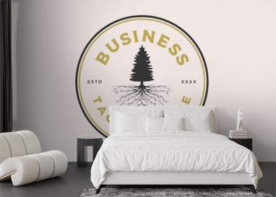 Pine tree root badge logo design vector illustration Wall mural