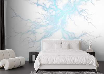 transparent background with blue lightning and white smoke Wall mural