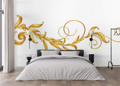 gold ornament frame  scroll isolate on white Wall mural