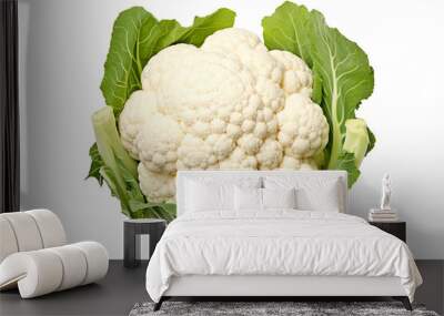 A cauliflower seen from top view isolated on clear white and transparent background Wall mural