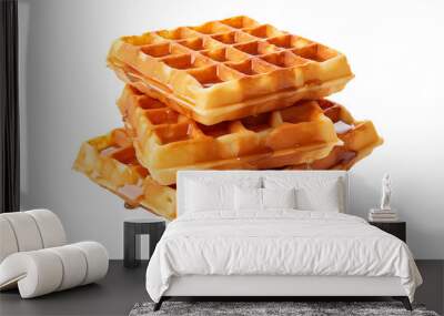 Belgian waffles isolated on clear white background Wall mural