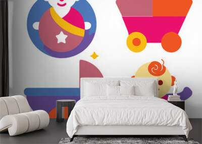 BABY AND CART ICONS Art & Illustration Wall mural