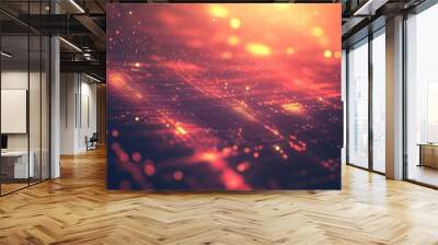 Beautiful abstract technology background with layered digital grids, light flares, and glowing lines, perfect for modern tech visuals Wall mural