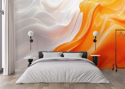 Dynamic white-orange gradient with flowing waves, adding a vibrant and fresh element to nature-inspired eco-friendly designs and visuals Wall mural