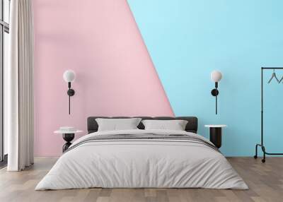 Pink and light blue pastel paper color cross overlap for background Wall mural