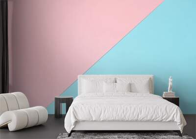 Pink and light blue pastel paper color for background Wall mural