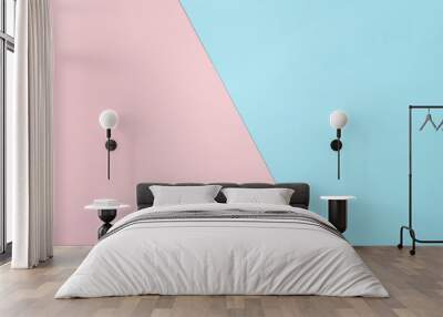 Pink and light blue pastel paper color for background Wall mural