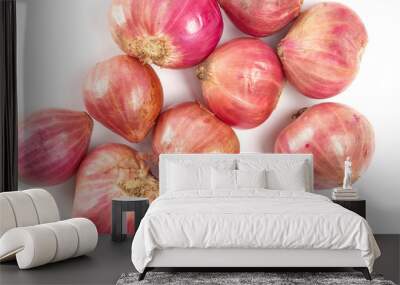 shallots isolated on white background with not beautiful peel, s Wall mural