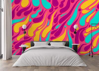 Vector colored blots, seamless rectangular four-colored pattern, multi-colored spots, flat drops and smudges. Wall mural