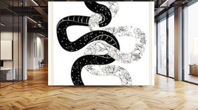 Magic snake tarot cards. magic occult esoteric astrology. Boho chic tattoo, poster, tapestry or altar veil print design vector illustration Wall mural