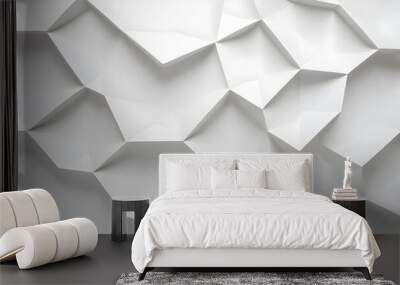 Abstract white geometric pattern background creating three dimensional effect Wall mural