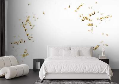 realistic gold celebration confetti on transparent background or golden celebration confetti Wall mural