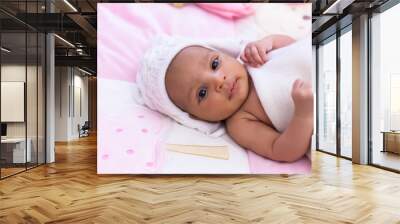 adorable little african american baby girl looking - black peopl Wall mural