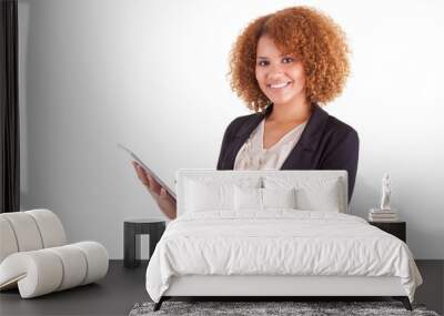 african american business woman using a tactile tablet - black p Wall mural