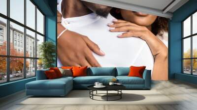 Close up outdoor protrait of black african american couple embracing each other Wall mural