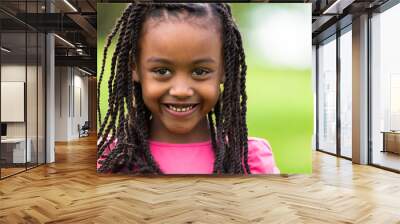 outdoor close up portrait of a cute young black girl - african p Wall mural