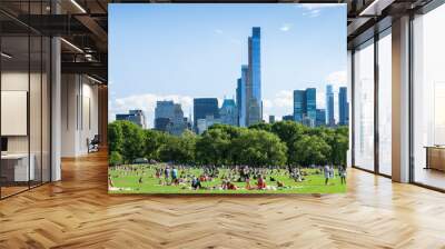 People resting in central park - New York - USA Wall mural