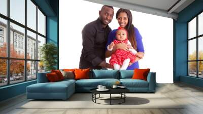 Portrait of a young african american  couple with her baby girl Wall mural