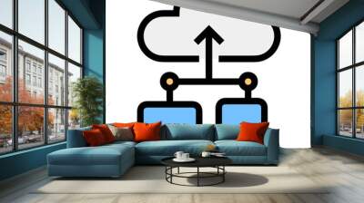 Cloud storage icon symbol vector image. Illustration of the database server hosting cloud system digital design image Wall mural