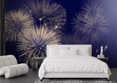 fireworks in a blue colored sky at silvester Wall mural