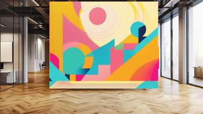 Poster design for social media with pastel colors and geometric shapes. Modern wallpaper design for social media and idol posters. Wall mural