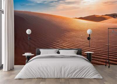 shimmering pastel orange sand dunes closeup background  Wall mural